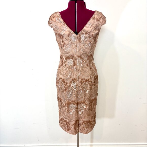 Alex Evenings Women's Midi Cap Sleeve Dress Sequin Rose Pink sz 4 - Picture 3 of 15